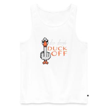 Goose Live Laugh Duck Off Sunglasses Middle Finger - Men's Premium Organic Tank Top - white - Front - AI Model Male 178 light (178cm)