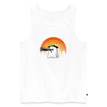 Bird Watcher Ghost Halloween Birder Lazy Costume - Men's Premium Organic Tank Top - white - Front - Michal (187cm)
