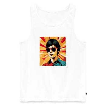 Retro Girl Pop Art – Style Vintage Cool - Débardeur bio Premium Homme - blanc - Devant - AI Model Male 178 light (178cm)