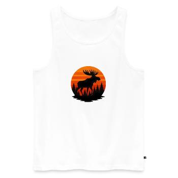 Sunset moose in forest silhouette - Men's Premium Organic Tank Top - white - Front - AI Model Male 178 light (178cm)