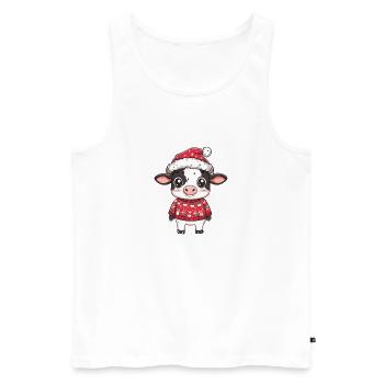 Kuh Weihnachten - Männer Premium Bio Tank Top - Weiß - Vorne - AI Model Male 178 light (178cm)