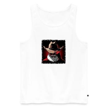 Père Noël Cowboy gothique minimaliste - Débardeur bio Premium Homme - blanc - Devant - Michal (187cm)
