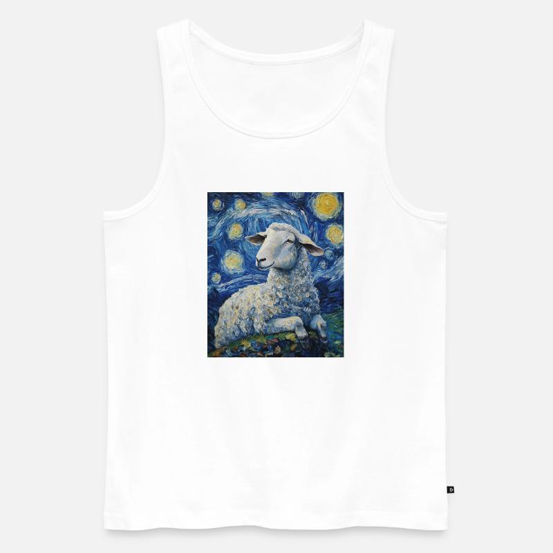Schaf Van Gogh Style Starry Night - Männer Premium Bio Tank Top - Weiß