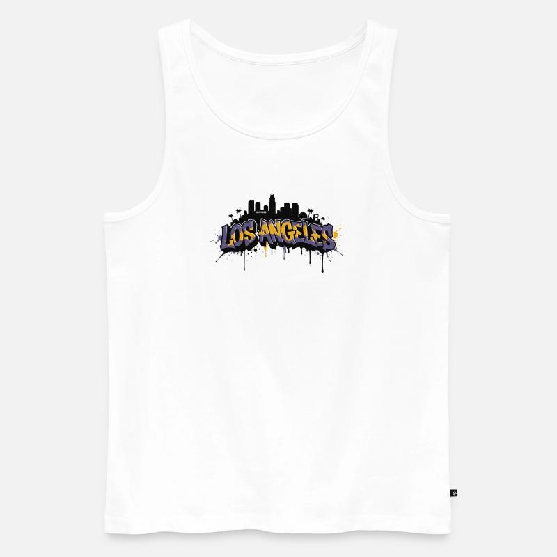 Los Angeles Graffiti Skyline - Männer Premium Bio Tank Top - Weiß