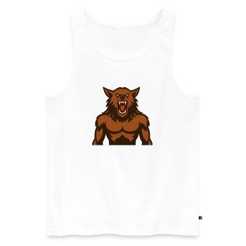 Wolf Roarer Monster Motif - Men's Premium Organic Tank Top - white - Front - AI Model Male 178 light (178cm)