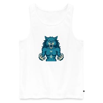 Moonwolf Power Design - Men's Premium Organic Tank Top - white - Front - AI Model Male 178 light (178cm)