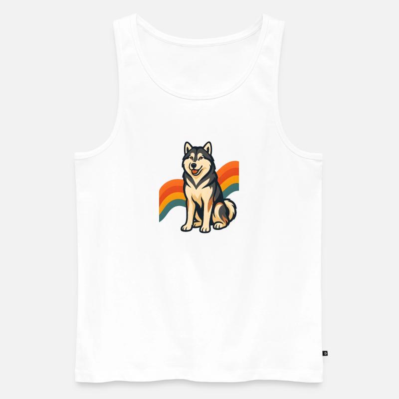 Alaskan Malamute Hund mit Regenbogenhintergrund - Männer Premium Bio Tank Top - Weiß