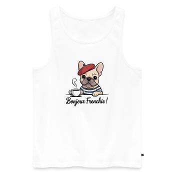 Bonjour Frenchie Bouledogue Français - Débardeur bio Premium Homme - blanc - Devant - AI Model Male 178 light (178cm)