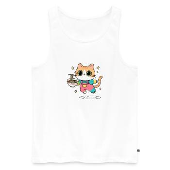Cat Multicolor Ramen Schüssel - Männer Premium Bio Tank Top - Weiß - Vorne - AI Model Male 178 light (178cm)