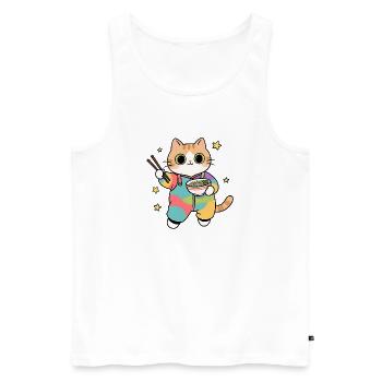 Cat Ramen Colorful Kimono - Men's Premium Organic Tank Top - white - Front - AI Model Male 178 light (178cm)