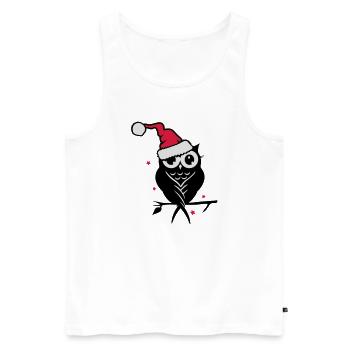 Winterliche Eule mit Santa Mütze im Schnee - Männer Premium Bio Tank Top - Weiß - Vorne - AI Model Male 178 light (178cm)