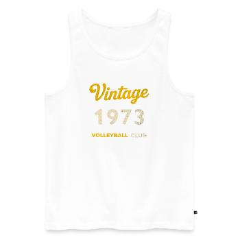 Millésime 1973 – Volleyball Club Rétro Année de naissance - Débardeur bio Premium Homme - blanc - Devant - AI Model Male 178 light (178cm)