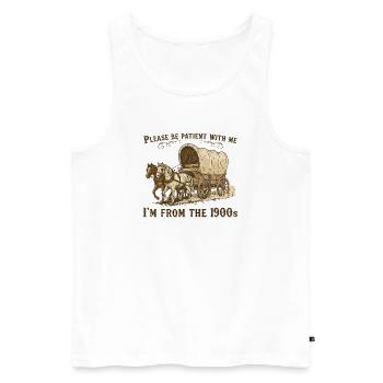 Please bear with me, I come from the - Men's Premium Organic Tank Top - white - Front - Michal (187cm)