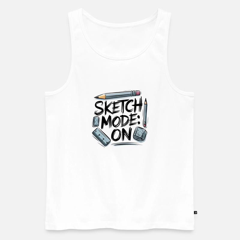 Sketch Mode: ON – Creative Mode Active - Men's Premium Organic Tank Top - white