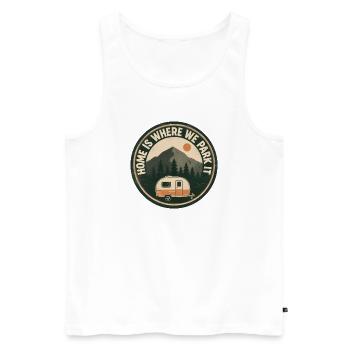 Camper Camping Home est l’endroit où nous le garons - Débardeur bio Premium Homme - blanc - Devant - Michal (187cm)