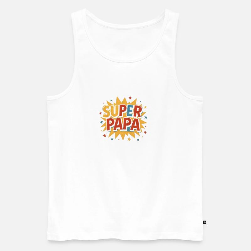 Super Papa Comic Burst Retro - Männer Premium Bio Tank Top - Weiß