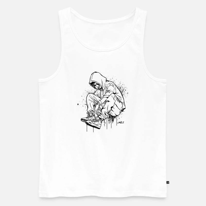 Silhouette Kapuzenpullover Graffiti - Männer Premium Bio Tank Top - Weiß