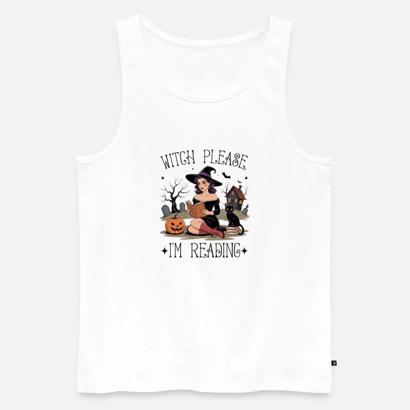 Hexe liest von Pumpkin Glow - Männer Premium Bio Tank Top - Weiß