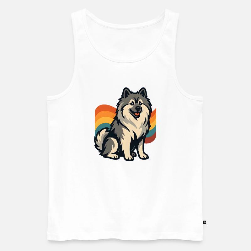 Deutscher Spitz Hund im Regenbogen Hintergrund - Männer Premium Bio Tank Top - Weiß