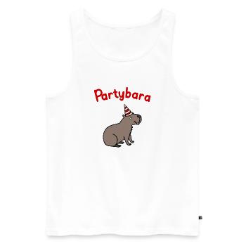 Partybara – das fröhliche Capybara mit Partyhut - Männer Premium Bio Tank Top - Weiß - Vorne - AI Model Male 178 light (178cm)