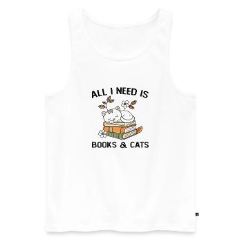 Bücher und Katzen Geschenkidee Frau Mann - Männer Premium Bio Tank Top - Weiß - Vorne - Michal (187cm)