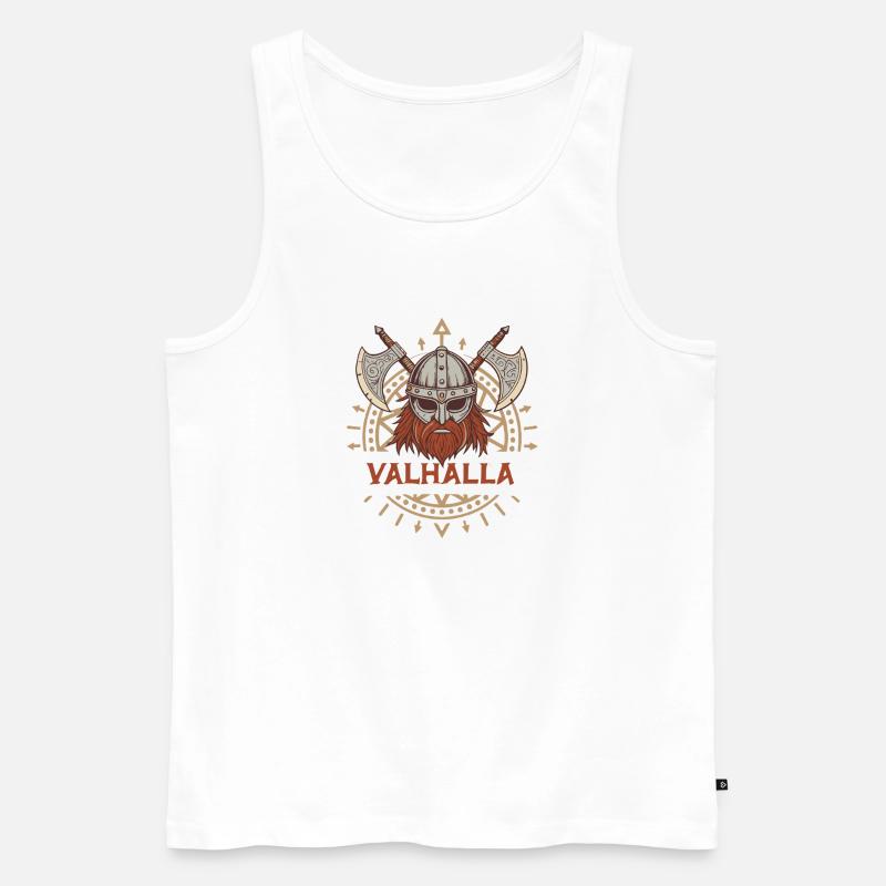 Valhalla Wikingeraxt & Bart - Männer Premium Bio Tank Top - Weiß