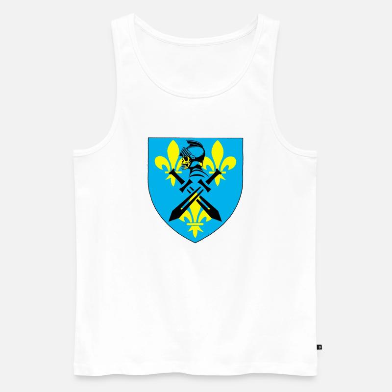 Schwarzer Ritter und mittelalterliches Wappen - Männer Premium Bio Tank Top - Weiß