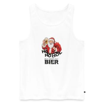 Le Père Noël dit apportez-moi une bière - Débardeur bio Premium Homme - blanc - Devant - Michal (187cm)