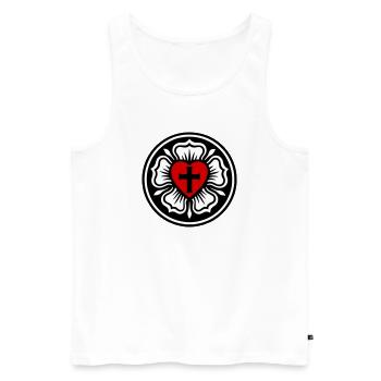 Lutherische Rose - Männer Premium Bio Tank Top - Weiß - Vorne - AI Model Male 178 light (178cm)