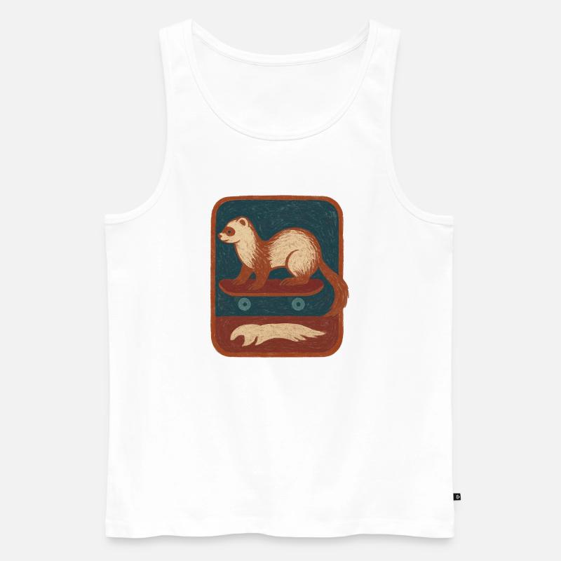 Frettchen auf Skateboard Retro - Männer Premium Bio Tank Top - Weiß