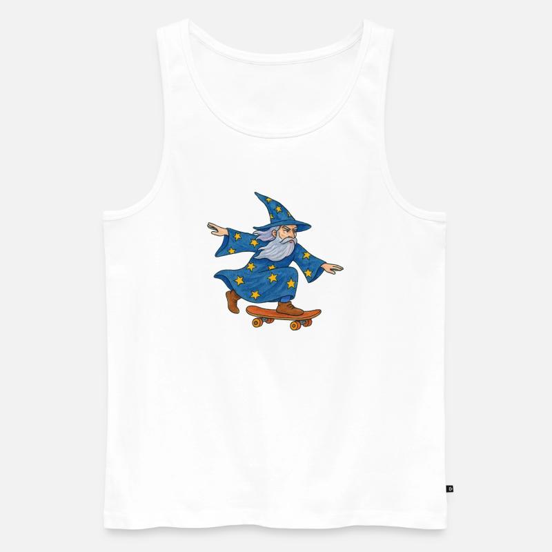 Starry Wizard Skateboard - Männer Premium Bio Tank Top - Weiß