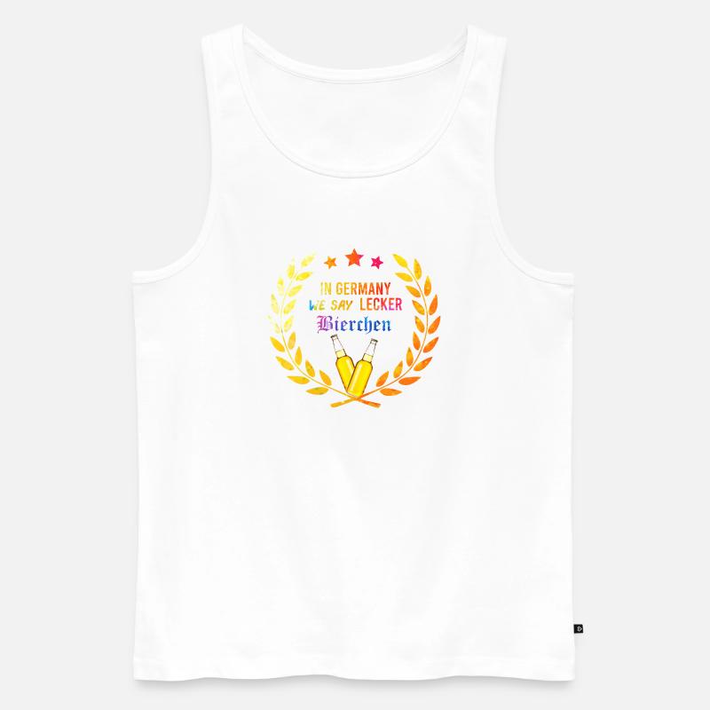 In_Germany_we_say_Lecker_Bierchen_-_kranz_ - Männer Premium Bio Tank Top - Weiß