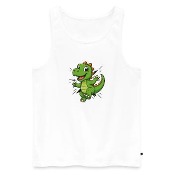 Süßer Comic Dino –  Kinder & Dinosaurier Fans - Männer Premium Bio Tank Top - Weiß - Vorne - AI Model Male 178 light (178cm)