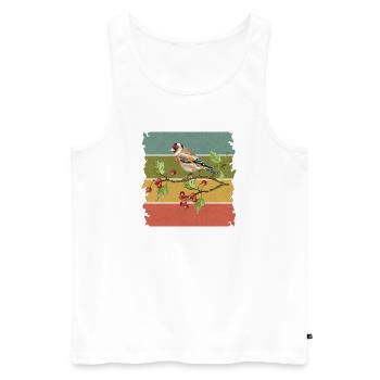 Bunter Vogel - Männer Premium Bio Tank Top - Weiß - Vorne - AI Model Male 178 light (178cm)