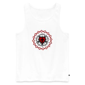 Lutherische Rose und Dornenkrone - Männer Premium Bio Tank Top - Weiß - Vorne - AI Model Male 178 light (178cm)