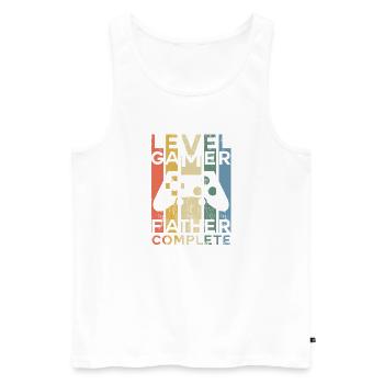 Gamer Gaming Vater Vatertag Spruch Zocken Papa - Männer Premium Bio Tank Top - Weiß - Vorne - Michal (187cm)