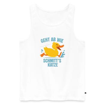 Geht ab wie Schmitts Katze - Männer Premium Bio Tank Top - Weiß - Vorne - Michal (187cm)