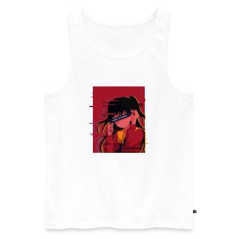 Waifu Anime Girl Kawaii Otaku cadeau pour amateur d’anime - Débardeur bio Premium Homme - blanc - Devant - Michal (187cm)