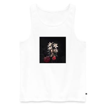 Violon en lys et roses de nuit - Débardeur bio Premium Homme - blanc - Devant - Michal (187cm)
