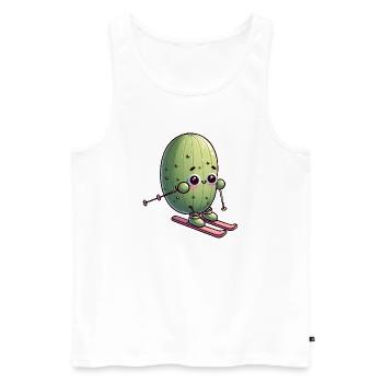 Skiender Kaktus Kawaii Humour hivernal - Débardeur bio Premium Homme - blanc - Devant - Michal (187cm)