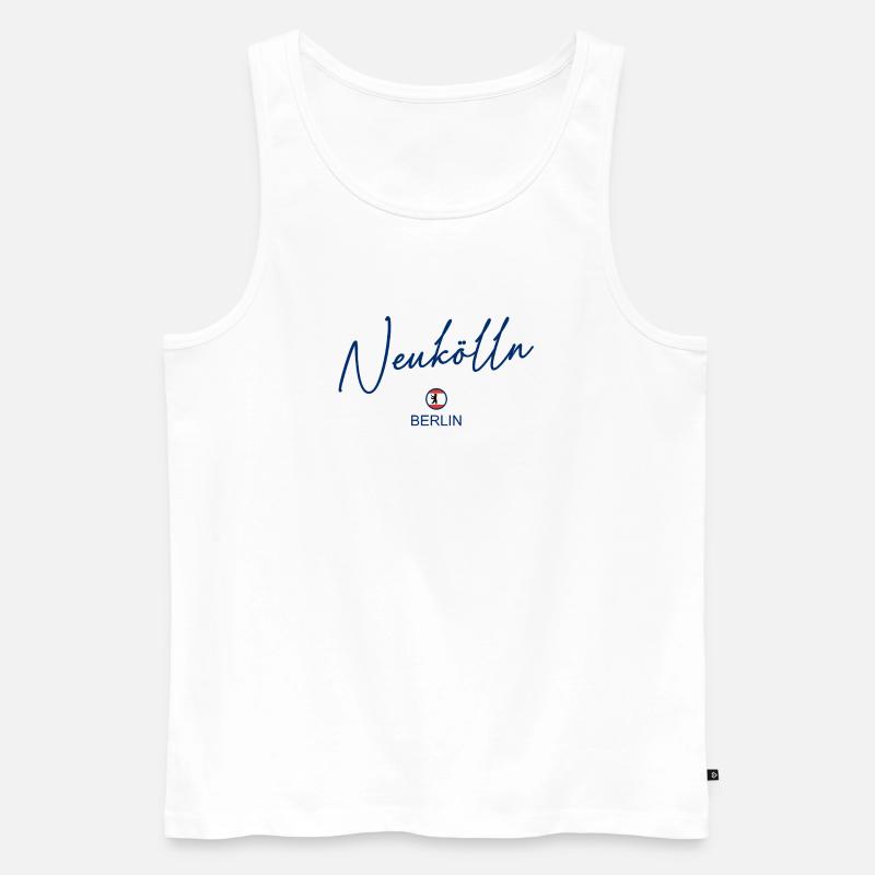 Neukölln - Berlin Flagge - Berliner Bär - Männer Premium Bio Tank Top - Weiß