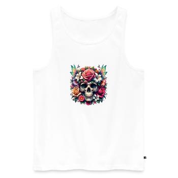 Flowers Skull Beauty Bloom - Men's Premium Organic Tank Top - white - Front - AI Model Male 178 light (178cm)