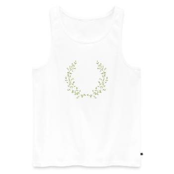Delicate half wreath of green branches – nature motif - Men's Premium Organic Tank Top - white - Front - Michal (187cm)