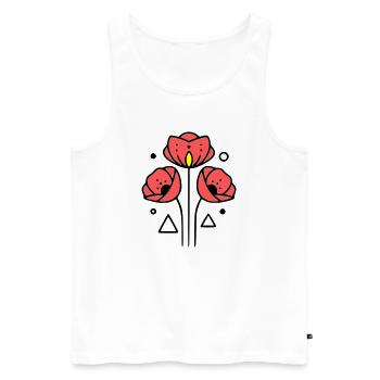 Coquelicots-coquelicots-minimaliste-Line-Art-2 - Débardeur bio Premium Homme - blanc - Devant - Michal (187cm)