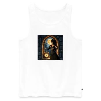 Victorian moon in stone tower - Men's Premium Organic Tank Top - white - Front - AI Model Male 178 light (178cm)