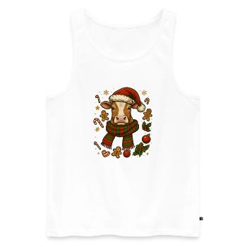 Kuh an Weihnachten - Männer Premium Bio Tank Top - Weiß - Vorne - Michal (187cm)