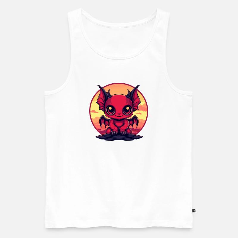 Roter Dämonen-Kobold am Abend - Männer Premium Bio Tank Top - Weiß