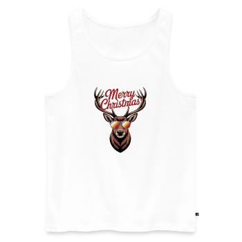 Hirsch mit Geweih und Sonnenbrille Merry Christmas - Männer Premium Bio Tank Top - Weiß - Vorne - AI Model Male 178 light (178cm)