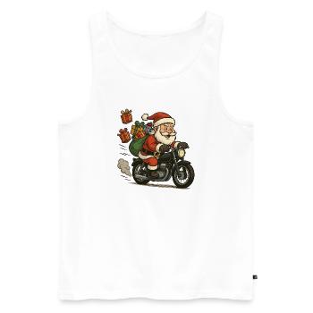 Weihnachtsmann auf Motorrad mit Geschenken - Männer Premium Bio Tank Top - Weiß - Vorne - Michal (187cm)