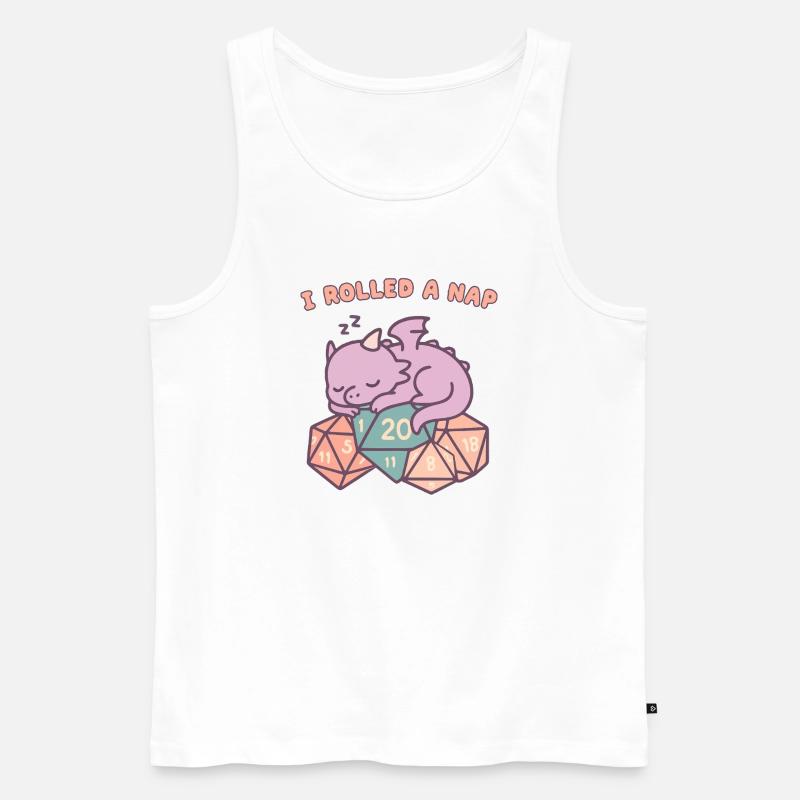 Nickerchen Rollender Drache - Männer Premium Bio Tank Top - Weiß